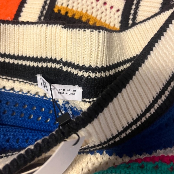 Zara rustic striped oversized crochet vest and flare pants coordinated set NWT - Picture 7 of 11